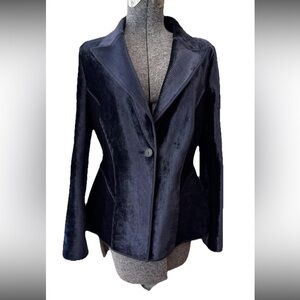 🆕Giorgio Armani blue velvet stripe ladies blazer/Jacket size 48 NEW W/tag Italy